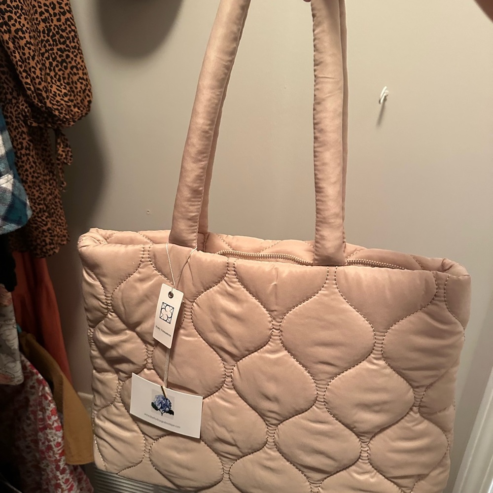 Chic Quilted Tan Tote Bag